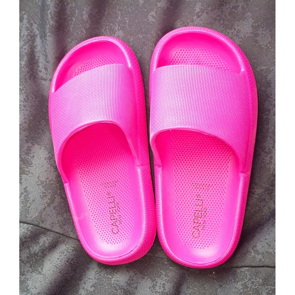 Capelli New York Pink Slide Sandals Open Toe Slip On Synthetic Girls Sz 10/11